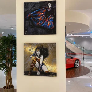 Superheroes 19 The heroic traits of Superheroes are portrayed using dynamic colors in those "Superheroes" paintings, an art collection by Kristel Bechara