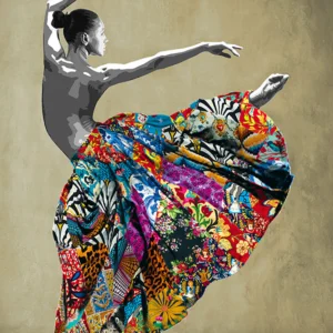 Kristel Bechara, UAE Resident Award winning artist, expresses the Arabesque culture through this painting of a ballerina