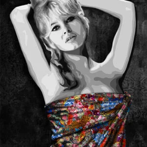 French screen goddess "Brigitte Bardot" is portrayed in this contemporary art painting by Kristel Bechara