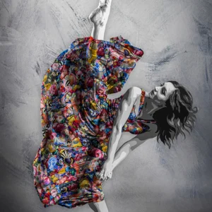 Céline is an architect and a professional dancer portrayed in this painting by award winning artist Kristel Bechara