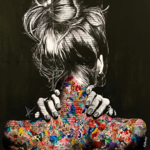 This "Hazy Shade of Dark" contemporary painting is a collaboration of Kristel Bechara with Artist Skopelitis. Worlwide delivery available!