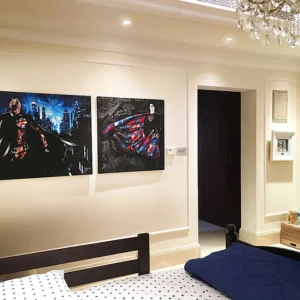 Superheroes 4 The heroic traits of Superheroes are portrayed using dynamic colors in those "Superheroes" paintings, an art collection by Kristel Bechara