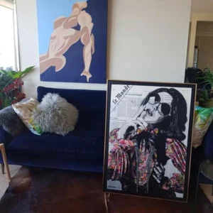 Ask a Woman 50 "La Belle Epoque" painting is done on newspaper collated on cardboard from Ask a Woman art collection by Kristel Bechara. Worlwide delivery!