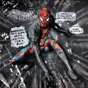 Spiderman, the most iconic of all superheroes in comic books, is portrayed in this art collection by Kristel Bechara. Worlwide Delivery!