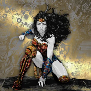 Wonder Woman, DC superhero and symbol of justice, truth, and equality; is portaryed in this painting by Kristel Bechara. Worlwide delivery!