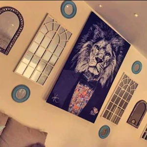 Mystic Voices 51 This "Lion-Man" painting by Kristel Bechara depicts the lion with the calm of a cat and the dignified gait of someone in command. Worlwide shipping!