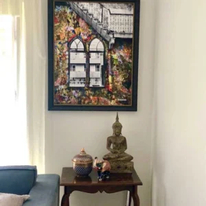 Garden of Life 22 The Tuscan Stairway is a painting bringing back to life the remarkable war-torn aspects of Beirut’s architectural legacy