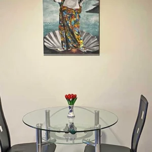 Tribute to the Masters 23 This contemporary art painting by Kristel Bechara represents the Birth of Venus in patterns derived from artist Van Gogh