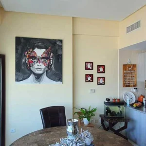 Ask a Woman 68 In "The Girl with a Butterfly Mask" canvas painting the point of attraction is a butterfly to symbolize transformation. Worlwide shipping!