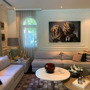 Tribute to the Masters 25 The Lovers painting by Kristel Bechara as seen in contemporary art collectors' home