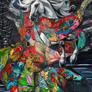 Sovereign Of The Wild | Unbound 9 Colorful horse amidst vibrant floral patterns